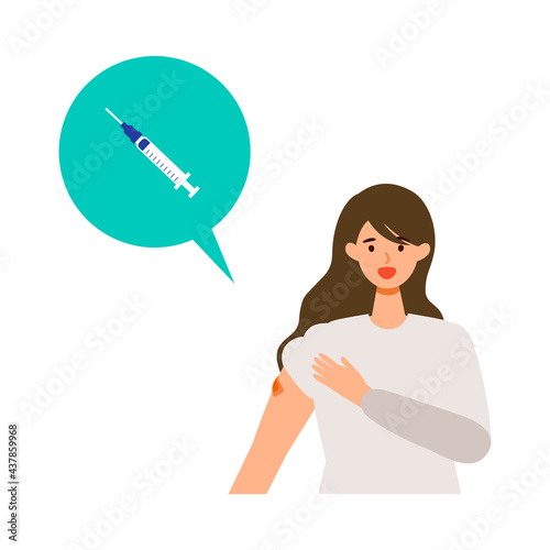 Woman got her COVID-19 vaccine. Concept for coronavirus vaccination.