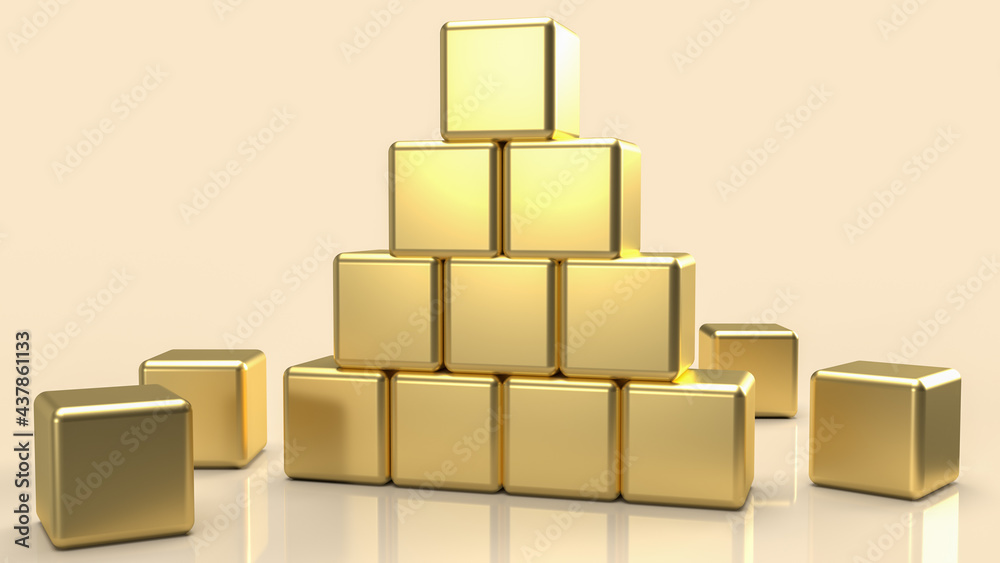 The  gold  pyramid  for abstract  background concept 3d rendering.