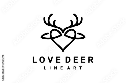 Vector logo Design Combination Deer and Love with line art style