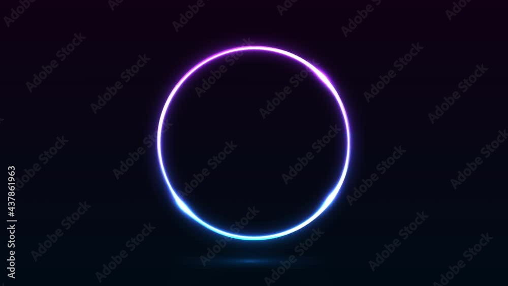 Blue and purple neon circle abstract futuristic hi-tech motion background.
