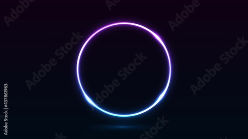 Blue and purple neon circle abstract futuristic hi-tech motion background.
