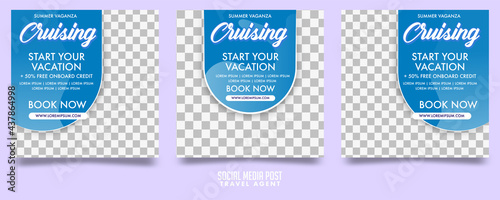 Cruise Travel Agent Social Media Post Template Vector