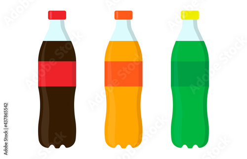 Set of sweet water in plastic bottle icon.Vector illustration isolated on white background.