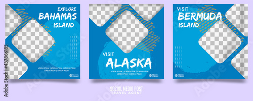 Cruise Travel Agent Social Media Post Template Vector