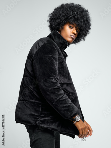 Portrait of fashionable black man in jacket