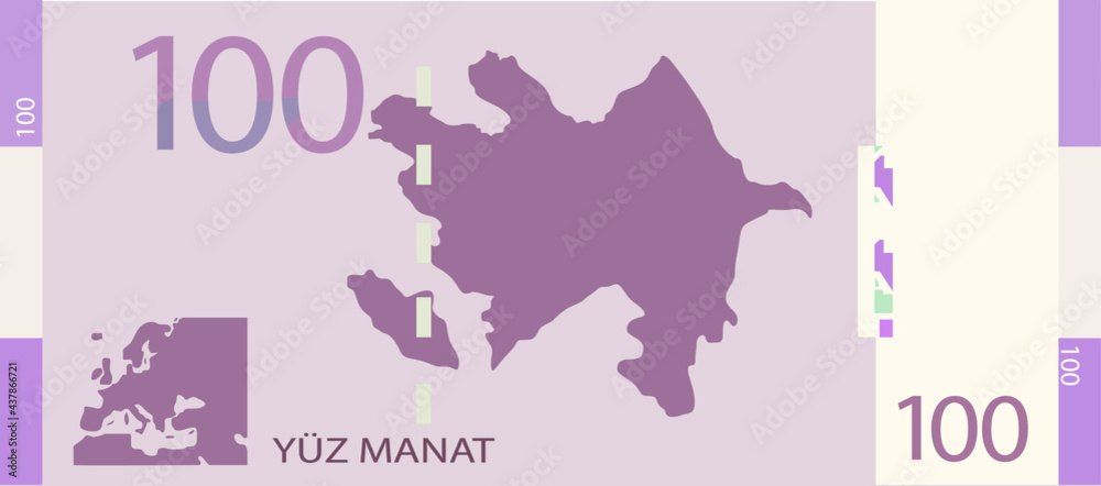 Azerbaijan 100 manat graphic element Illustration template design