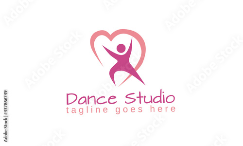 Abstract dance logo design vector. Woman gym logo template isolated on white