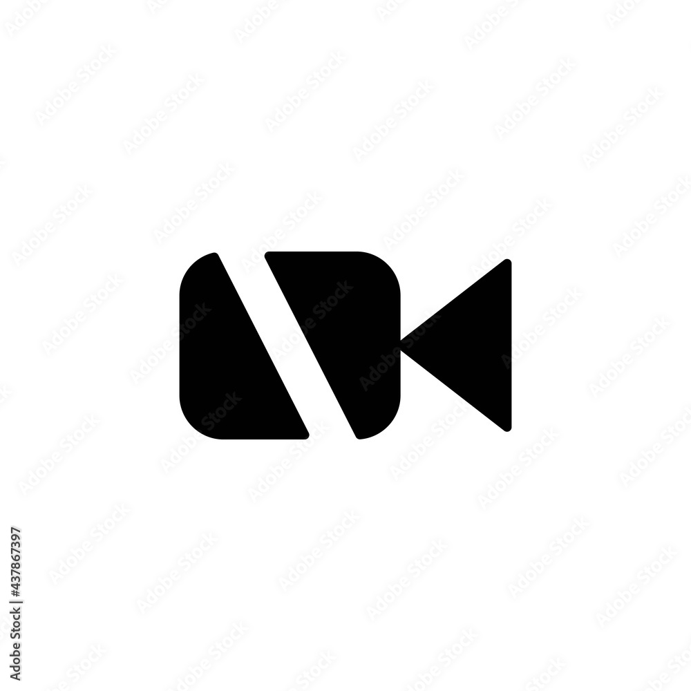 Turn off video in chat solid black line icon. No video. Disable camera button. Flat isolated symbol sign for: illustration, outline, logo, mobile, app, design, web, dev, ui, ux, gui. Vector EPS 10