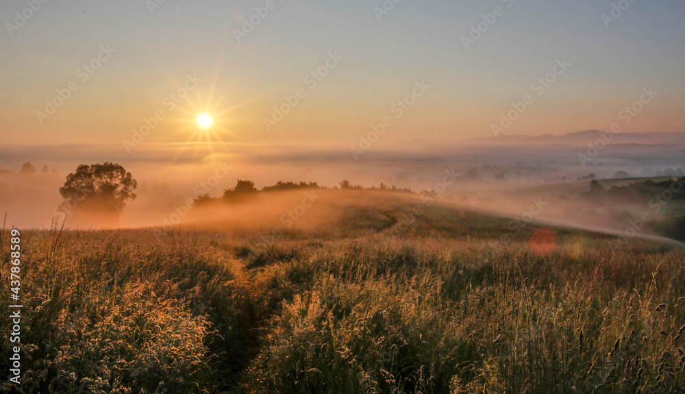 Sunrise over the field, Cieszyn, Poland