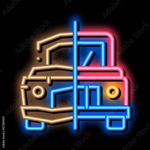 Crashed And Fixed neon light sign vector. Glowing bright icon Crashed And Fixed sign. transparent symbol illustration