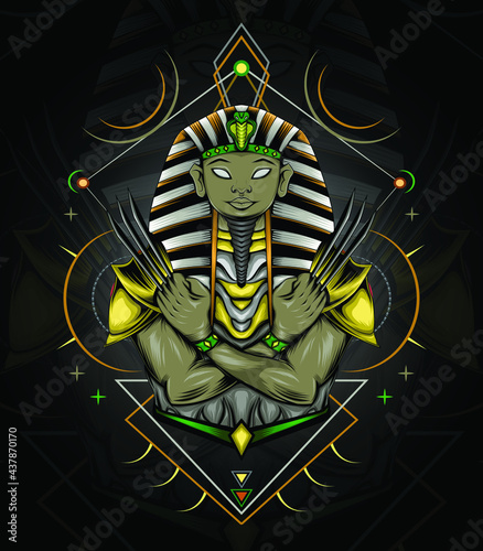 Pharaoh vector, king, mummy design for Print, poster, t-shirt, tattoo