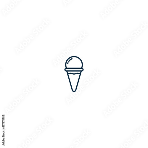 Ice cream cone icon. Minimal outline icon