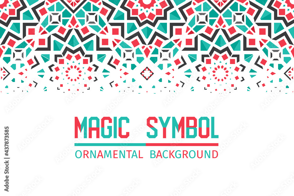 Abstract geometric background with arabic mosaic ornament. Vector asian design template