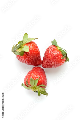Strawberry isolated. Strawberries with leaf isolate