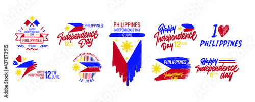 Set of Happy independence day of Philippines. Philippines country. Elegant vector background