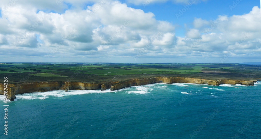 The 12 Apostles seen from a helicopter