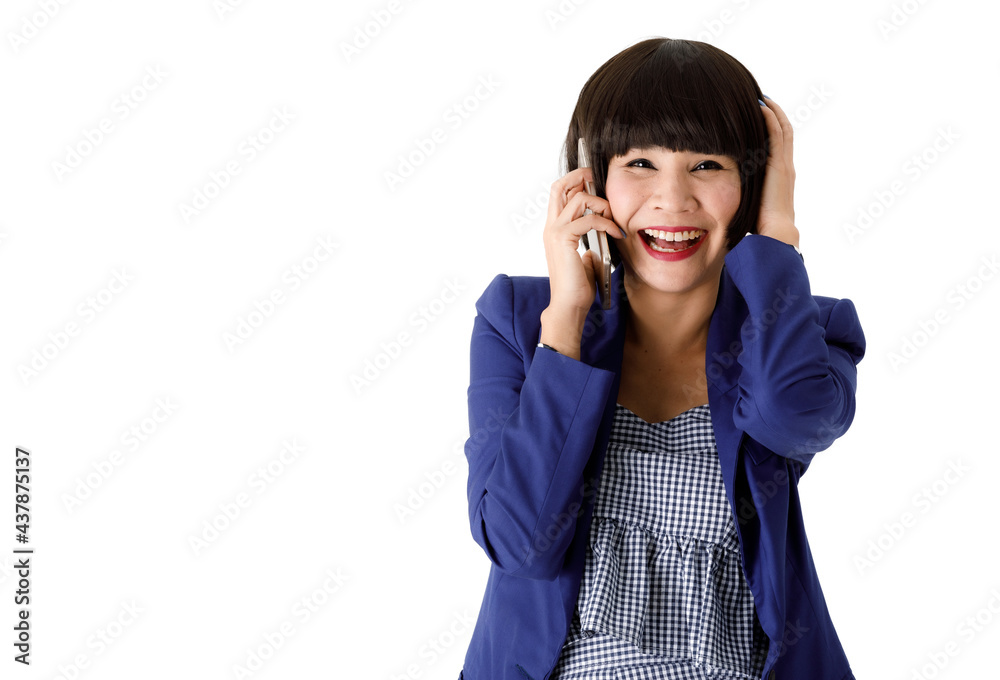 Happy stylish woman talking on smartphone Happy stylish woman talking on smartphone