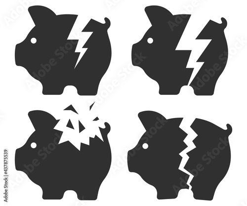 Broken piggy bank icon. Vector illustration. Eps