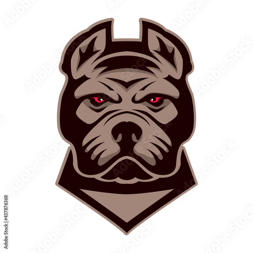 Pitbull head. Design element for logo, label, sign, emblem. Vector illustration