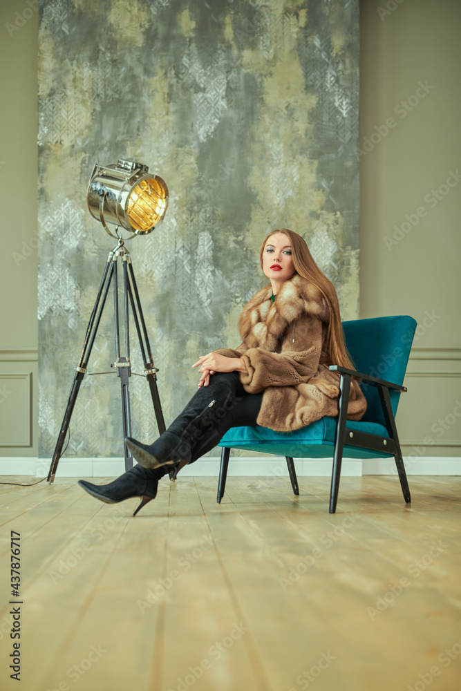 Fototapeta premium female in mink fur coat