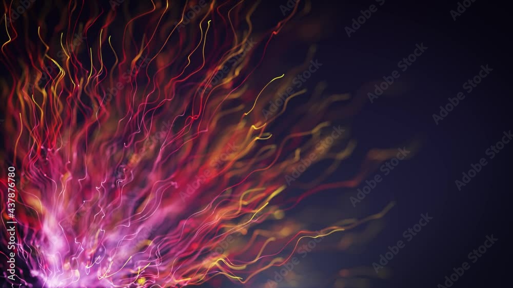Abstract Fluid Particles Graphic Intro Background/ 4k animation of an abstract fluid particles background graphic design intro with light flare fading in