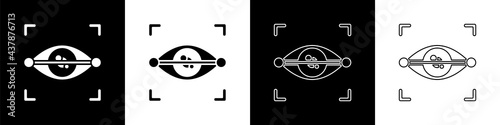 Set Eye scan icon isolated on black and white background. Scanning eye. Security check symbol. Cyber eye sign. Vector