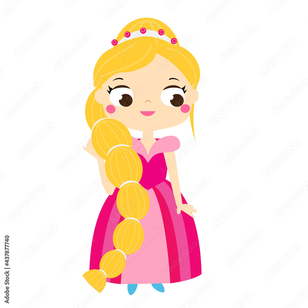 Cartoon girl in beautiful pink dress. Cute princess. Cartoon girl in beautiful pink dress. Cute princess.