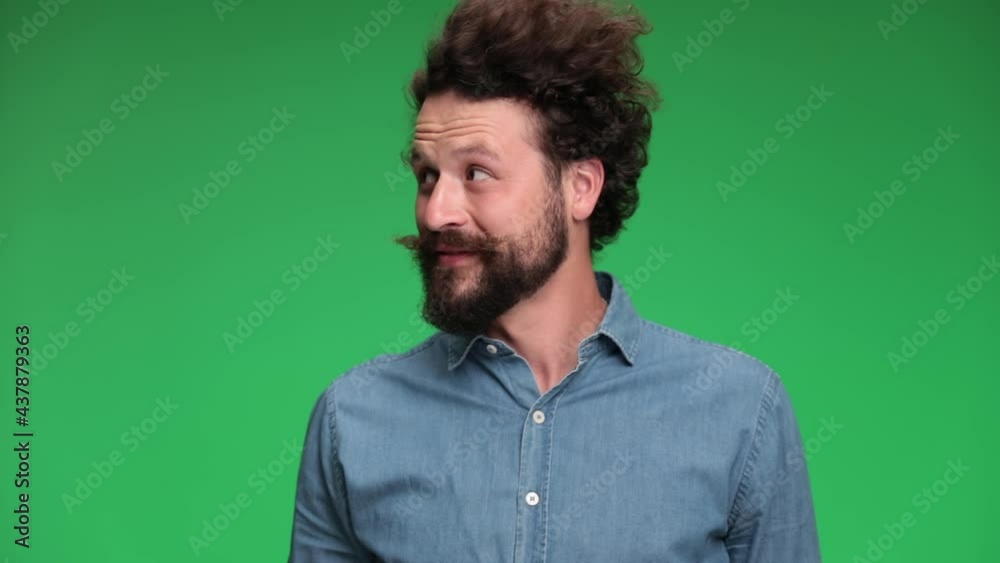 handsome casual man checking if it's someone around then celebrating success, pressing pause then celebrating again full of enthusiasm, spinning then fixing his hair handsome casual man checking if it's someone around then celebrating success, pressing pause then celebrating again full of enthusiasm, spinning then fixing his hair