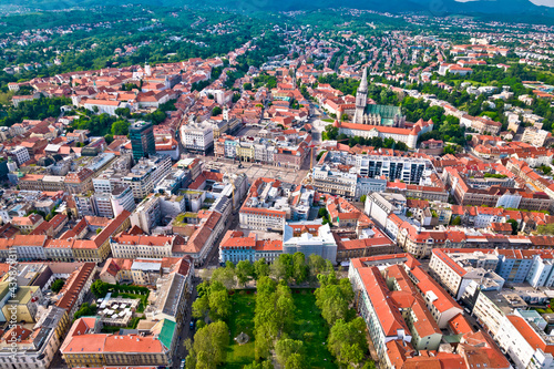 Zagreb historic city center aerial view