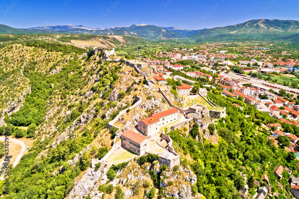 Knin fortress on the rock aerial view