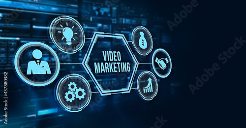 Internet  business  Technology and network concept. Video marketing and advertising concept on screen.