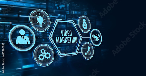 Internet, business, Technology and network concept. Video marketing and advertising concept on screen.