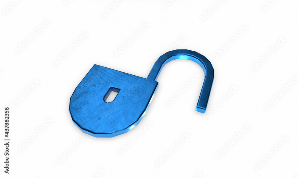 3D rendering of a white square icon button. Blue closed padlock isolated on white 3D rendering of a white square icon button. Blue closed padlock isolated on white