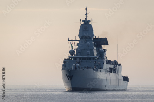 WARSHIP - Guided missile frigate on the sea photo