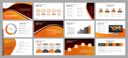 business presentation template design backgrounds and page layout design for brochure, book, magazine, annual report and company profile, with info graphic elements graph design concept