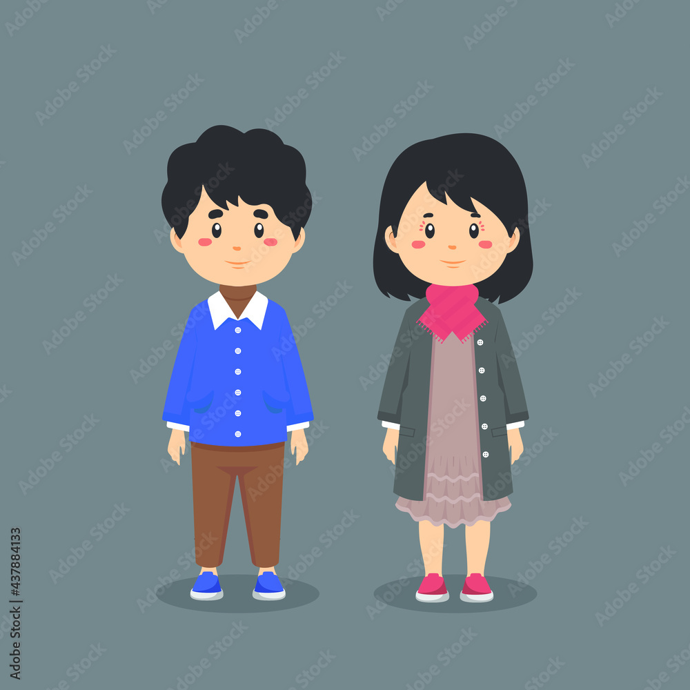 Couple Characters Wear Casual Japanese Clothes Couple Characters Wear Casual Japanese Clothes