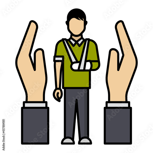 Work Injury insurance coverage concept, Income protection coverage vector color icon design, Financial loss Protection Symbo, Risk management Sign, Employee perks stock illustration