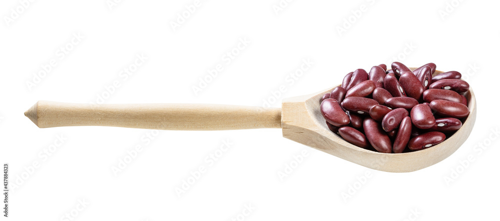 wooden spoon with red kidney beans isolated wooden spoon with red kidney beans isolated