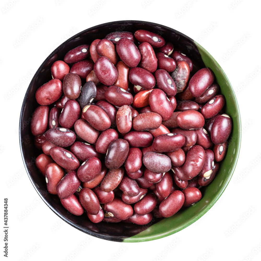 top view of raw mexican red beans in round bowl top view of raw mexican red beans in round bowl