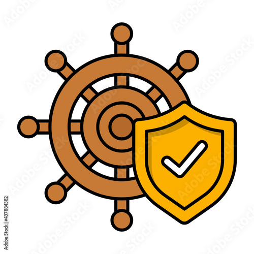 Yacht Insurance Vector Color Icon Design, Financial loss Protection Symbol on white background, Risk management Sign, Marine insurance Concept, Admiralty law stock illustration