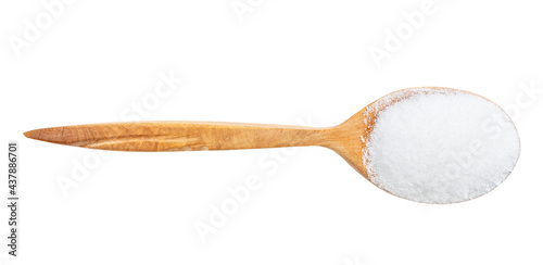 top view of wood spoon with glutamate flavoring