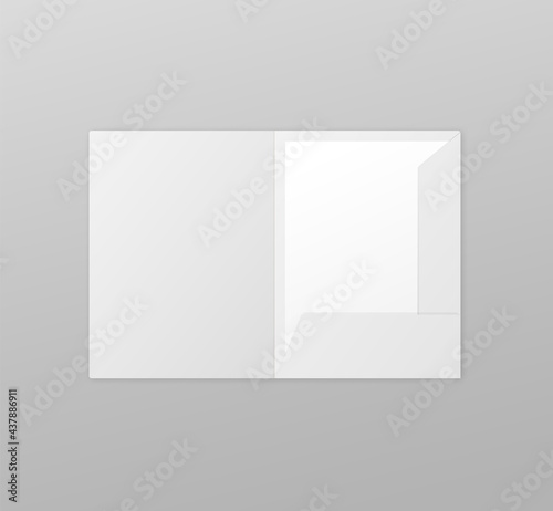 Paper or carton pocket folder mockup, realistic vector illustration isolated.