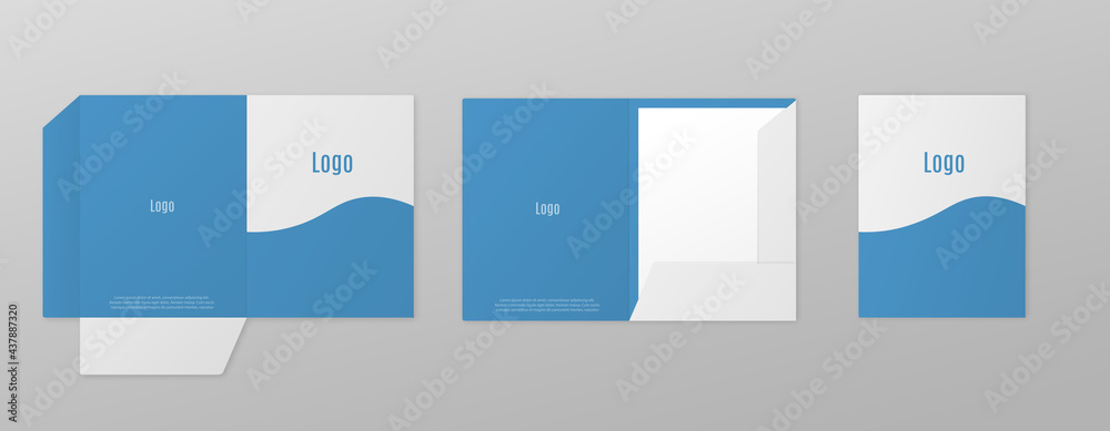 Templates set of paper or pocket folder realistic vector illustration isolated. - obrazy, fototapety, plakaty 