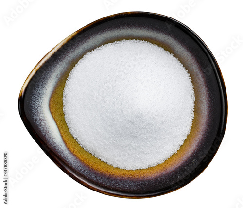 crystalline extract of stevia in bowl isolated