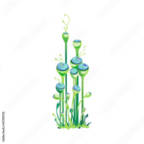 Fantastic unusual magic plant or mushroom, cartoon vector illustration isolated.
