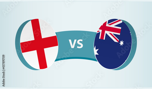 England versus Australia, team sports competition concept.