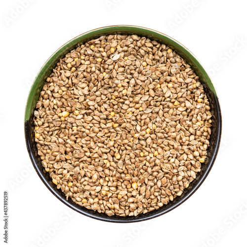 Tablou pe pânză barnyard millet seeds seeds in round bowl isolated