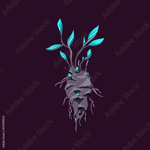 Magic plant as Mandrake root or Mandragora, flat vector illustration isolated.