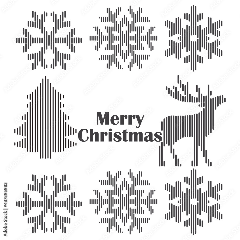 Merry Christmas Card. Line vector art illustration. Merry Christmas Card. Line vector art illustration.