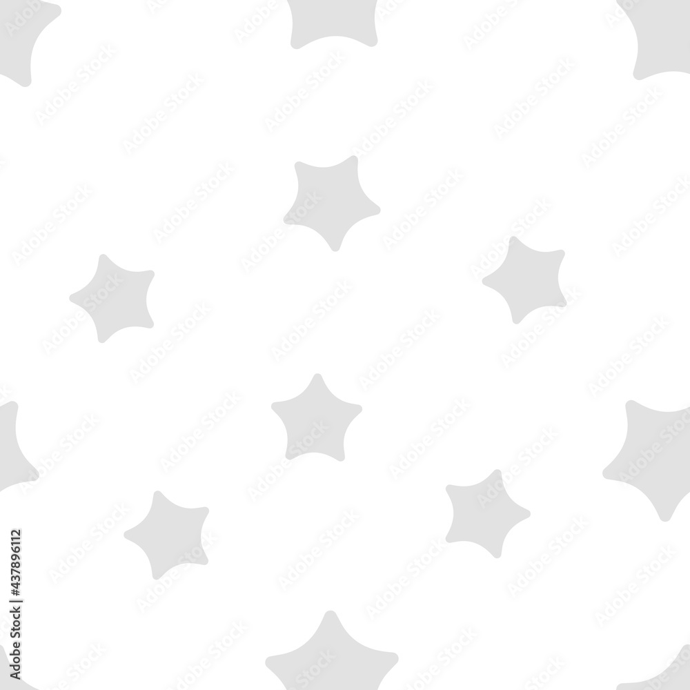 Vector Baby Star seamless pattern. Grey retro background. Chaotic doodle elements Illustration. Abstract kids scandinavian geometric shape texture. Design template for wallpaper, wrapping, textile